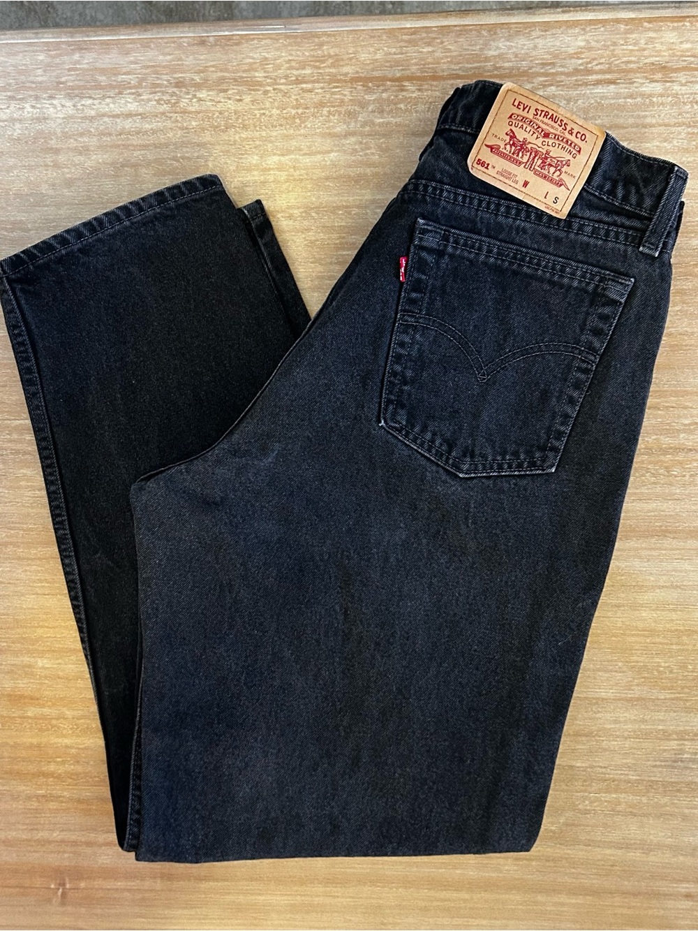 Vintage 90s Levi’s 561 Loose Fit Straight Leg Jeans - Faded Black | W14 Short